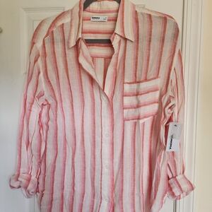 Sonoma Pink and White Striped Shirt